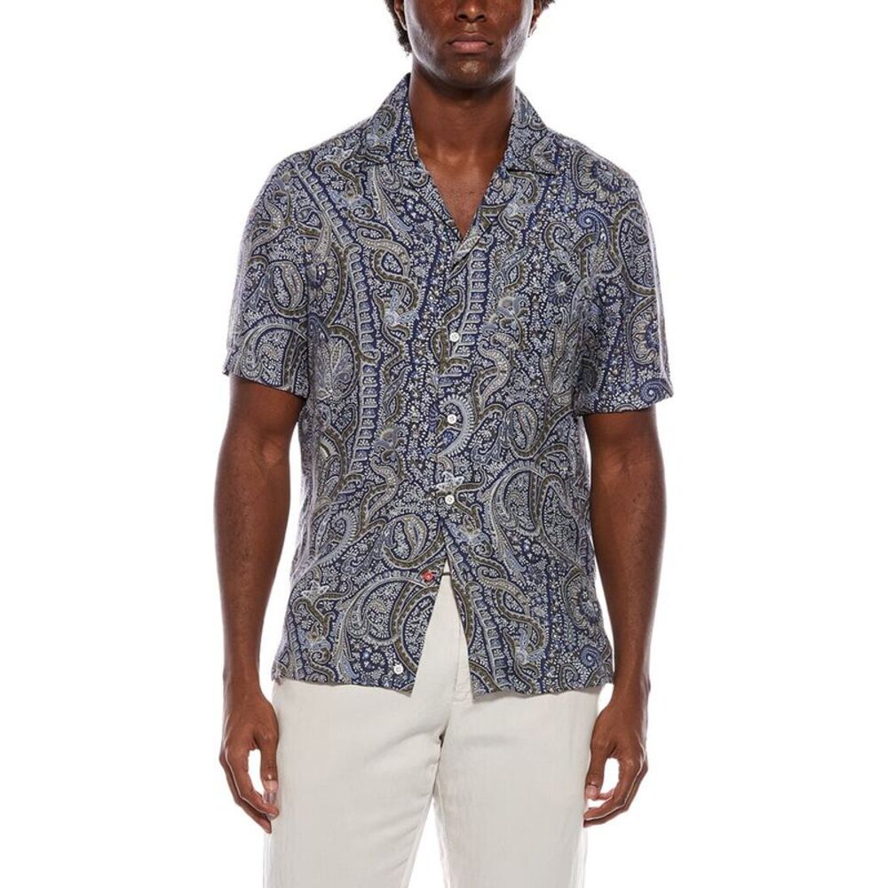 Isaia Mens  Silk Sport Shirt, Blue